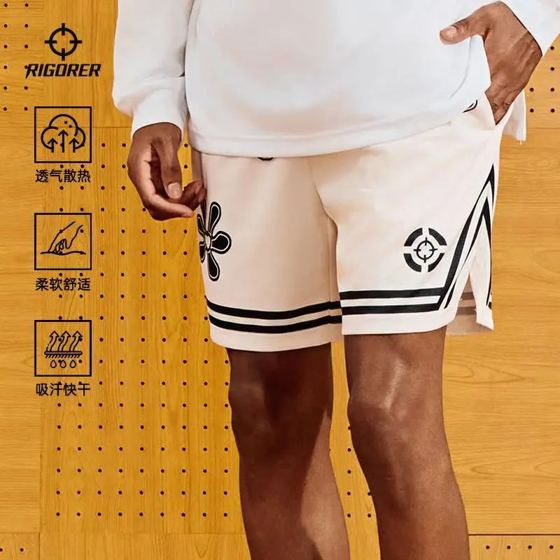 RIGORER 2025 New Loose Basketball Shorts Digital Print Knitted Pants Thin Pants Sports Pants Beach Shorts Jogging Sweatpants