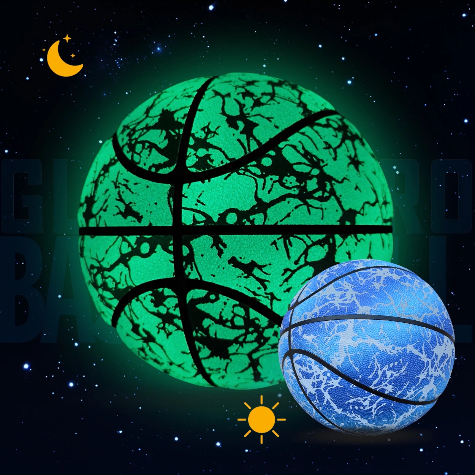 Glow Reflective Basketball Adult&Children Youth Wear-resistant Luminous Basketball Size 7/6/5 Pu Soft Leather Game Training Ball